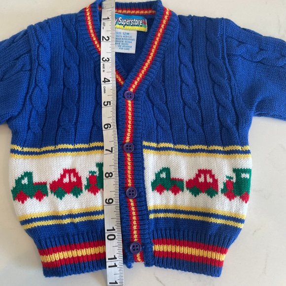 Blue Multi-Color Button Down Cardigan Sweater by Baby Superstore 12 Months NWOT - Picture 6 of 9